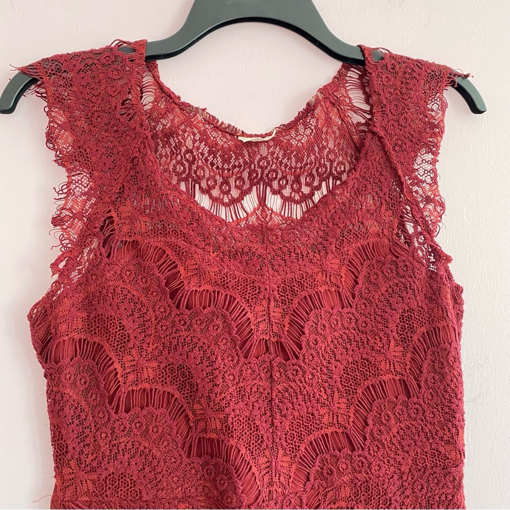 Free People Intimately Red Lace Slip Dress with Lining size small - Picture 6 of 13